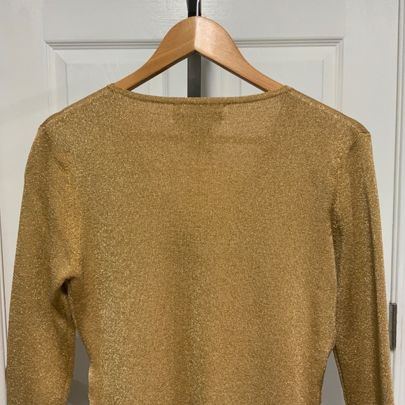 Joseph A. Gold Metallic Wrap-Style Top - Picture 7 of 8